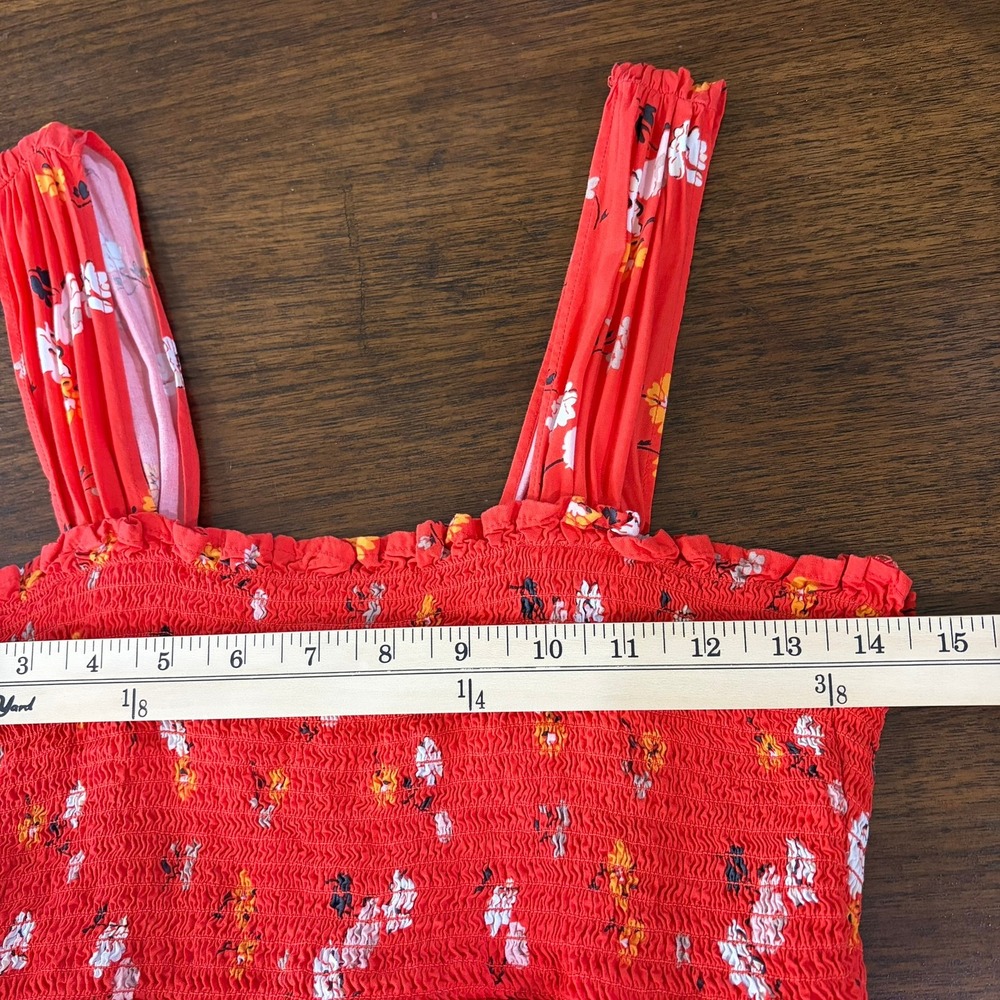 Isabel Maternity Maxi Dress M Orange Floral Smocked Ruffle Hem Sleeveless Summer - Picture 9 of 10
